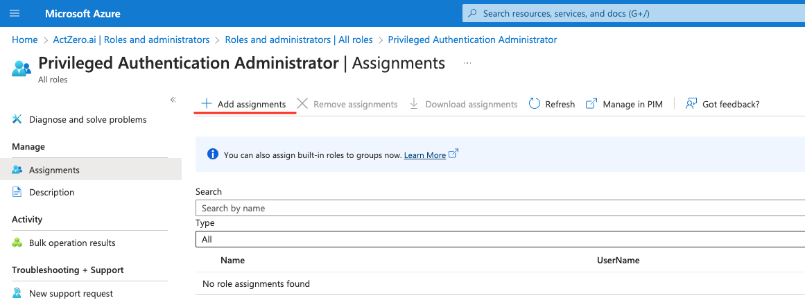 Role assignments